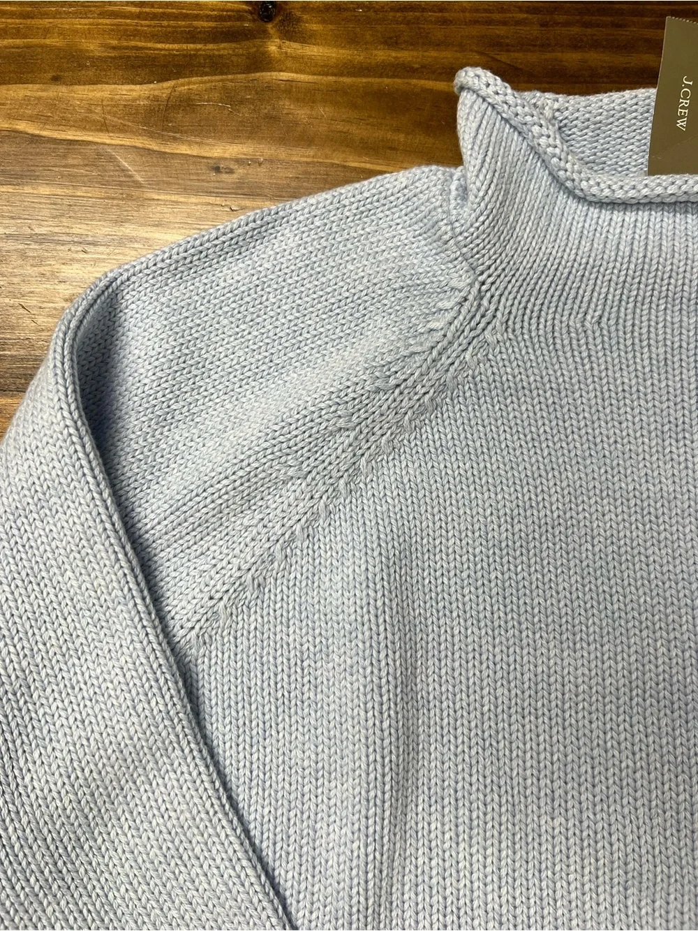 J. Crew Men’s 1988 Rollneck sweater in cotton in Heather Sky Blue Size Large NWT
